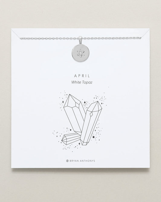 Birthstone Pendant Necklace — White Topaz