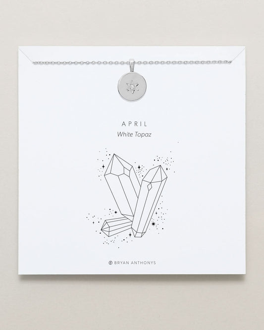 Birthstone Pendant Necklace — White Topaz