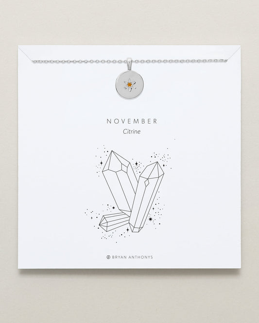 Birthstone Pendant Necklace — Citrine