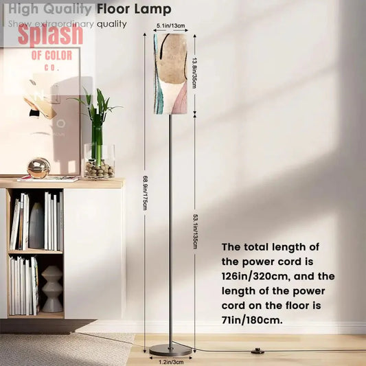 Boho Floor Lamp Bohemian Blush Pink Beige Abstract Modern Standing Lamp