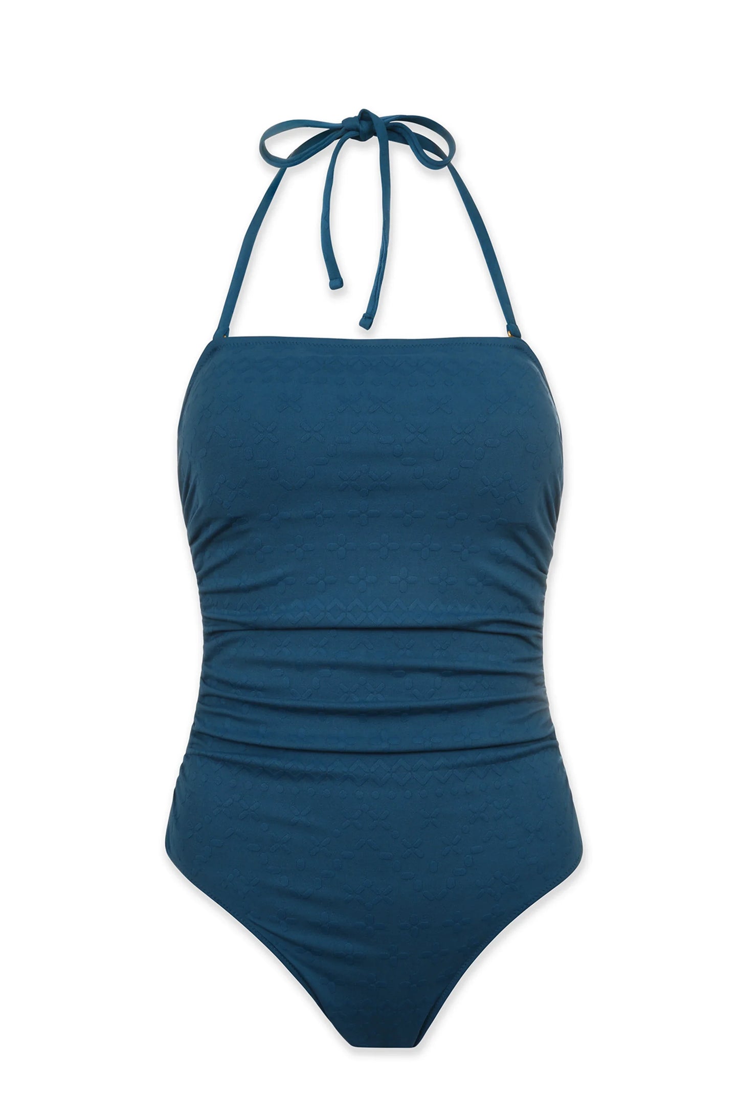 Classic Bandeau One-Piece | Jacquard Textured Marine Blue