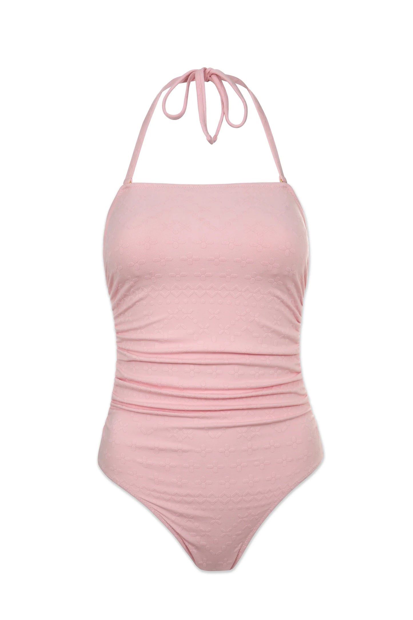 Classic Bandeau One-Piece | Jacquard Textured Shell Pink