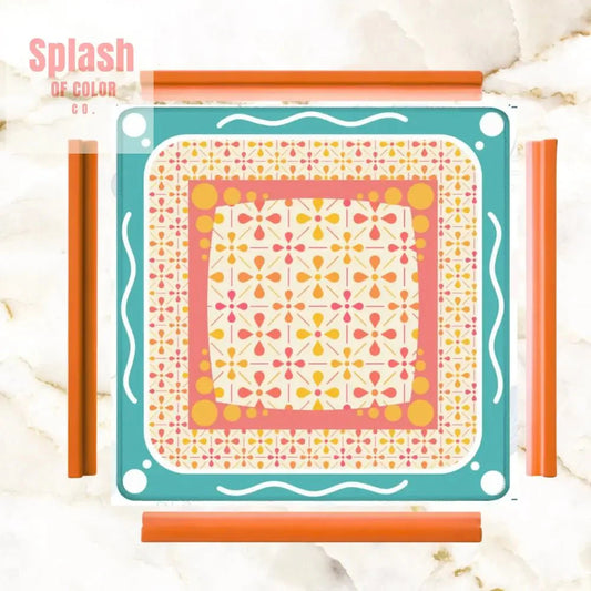 Floral Sorbet Coral, Yellow, Teal Preppy Mahjong Mat