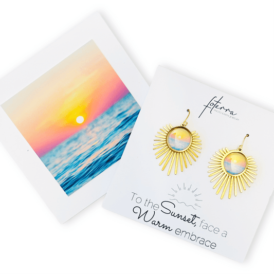 Sun Rays Over the Ocean Earrings in Brass