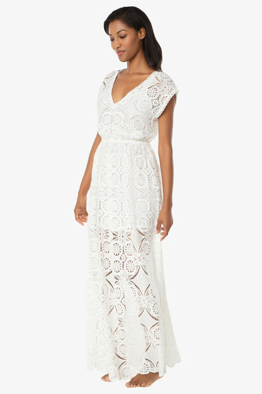 V-Neck Lace Maxi Dress | Lace Crochet