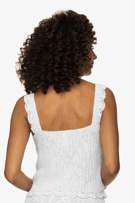 Scallop Crochet Tank | White
