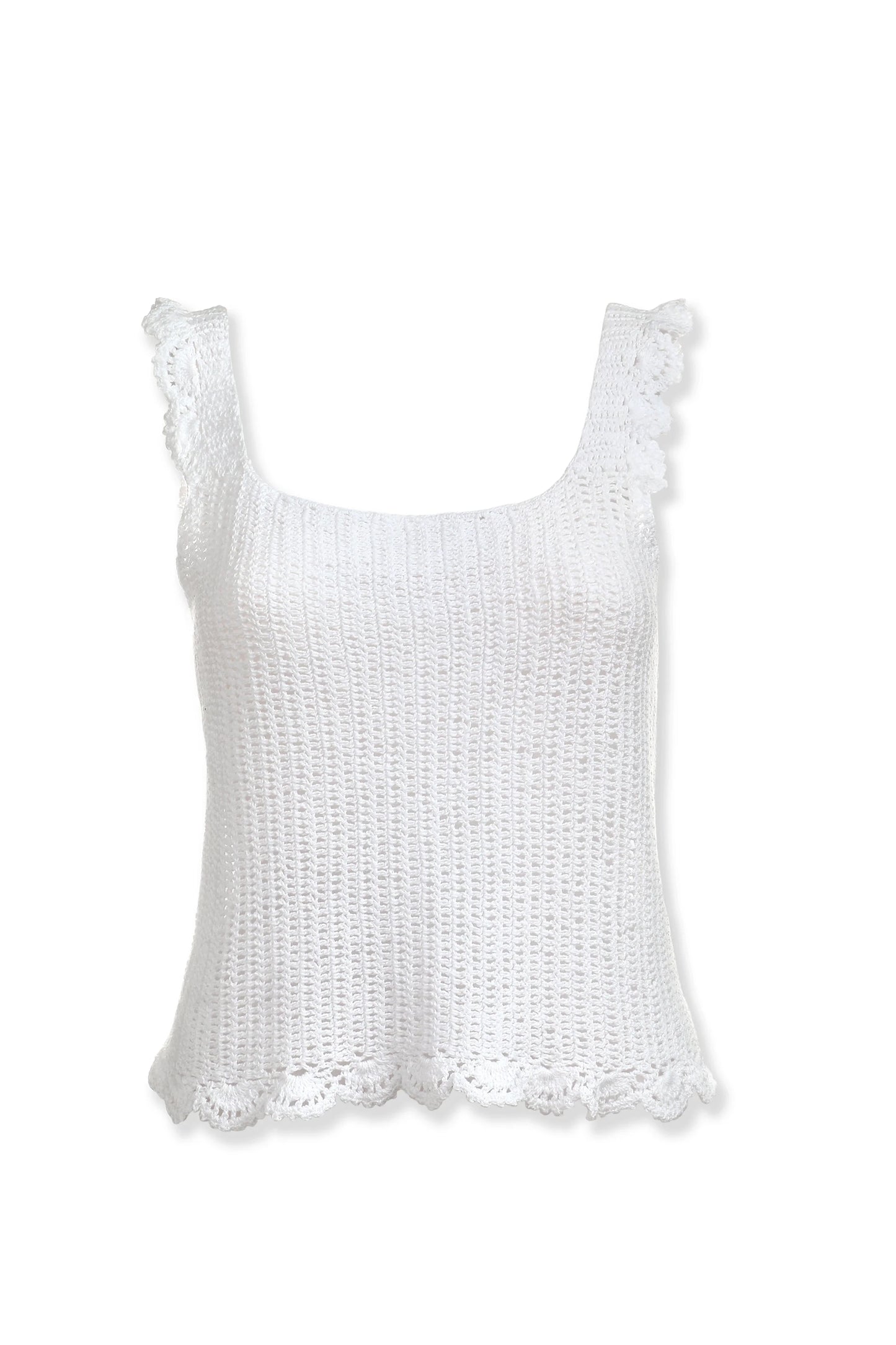 Scallop Crochet Tank | White