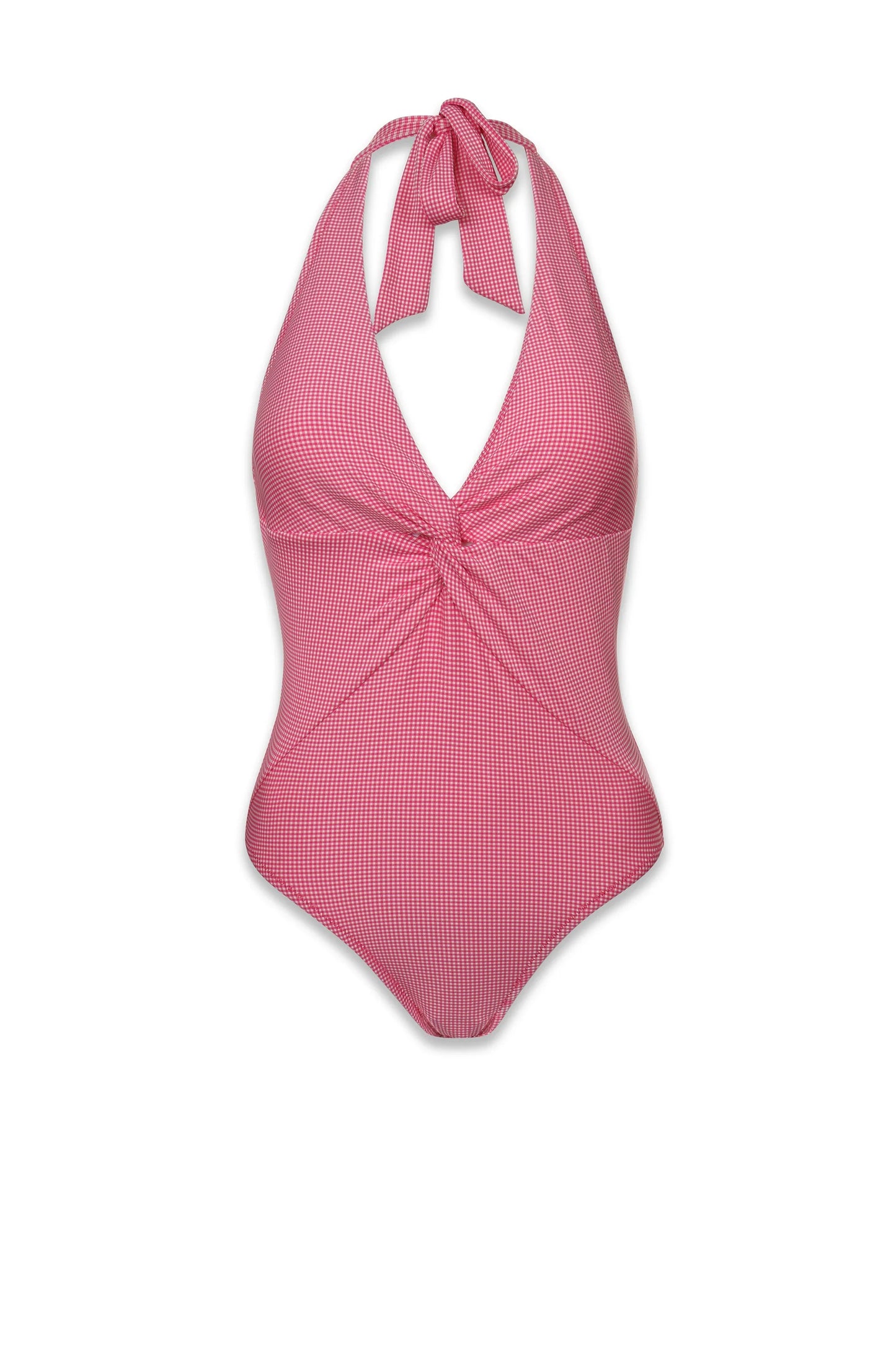 Twist Front One-Piece | Pink Gingham