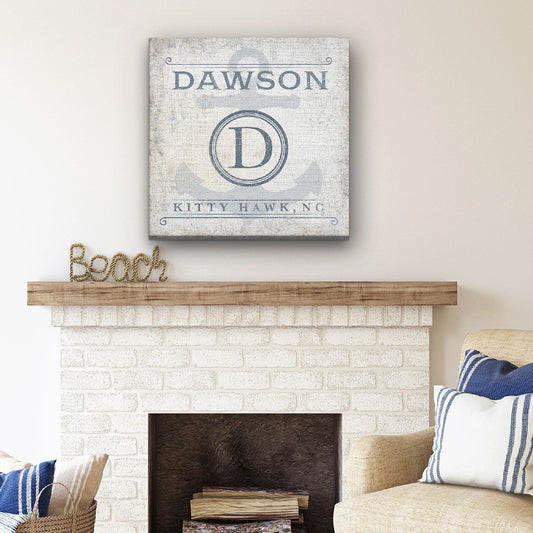 Personalized Family Name & Anchor Monogram Canvas Decor