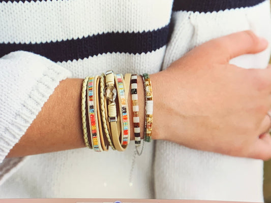 ELLE DORADO - Leather Accent Bracelet