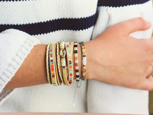 ELLE DORADO - Leather Accent Bracelet