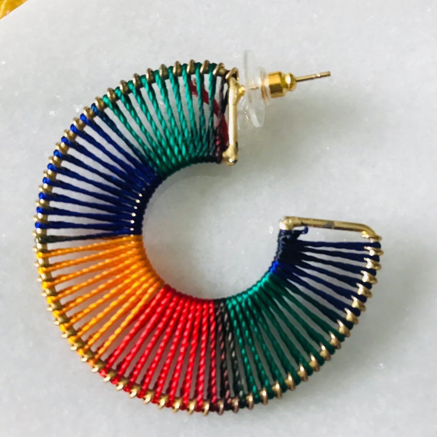 Color Stripes String Art Hoop Earrings