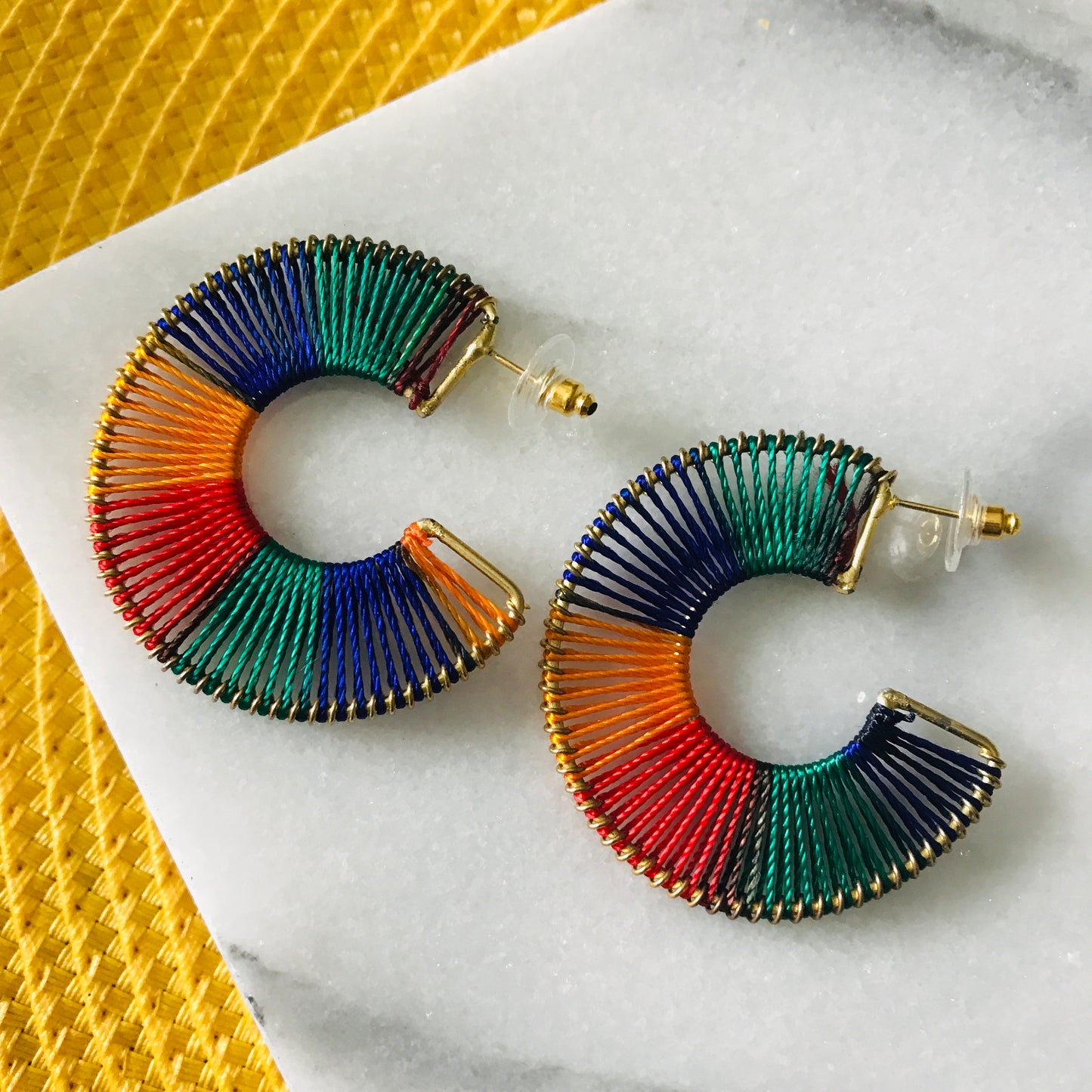 Color Stripes String Art Hoop Earrings