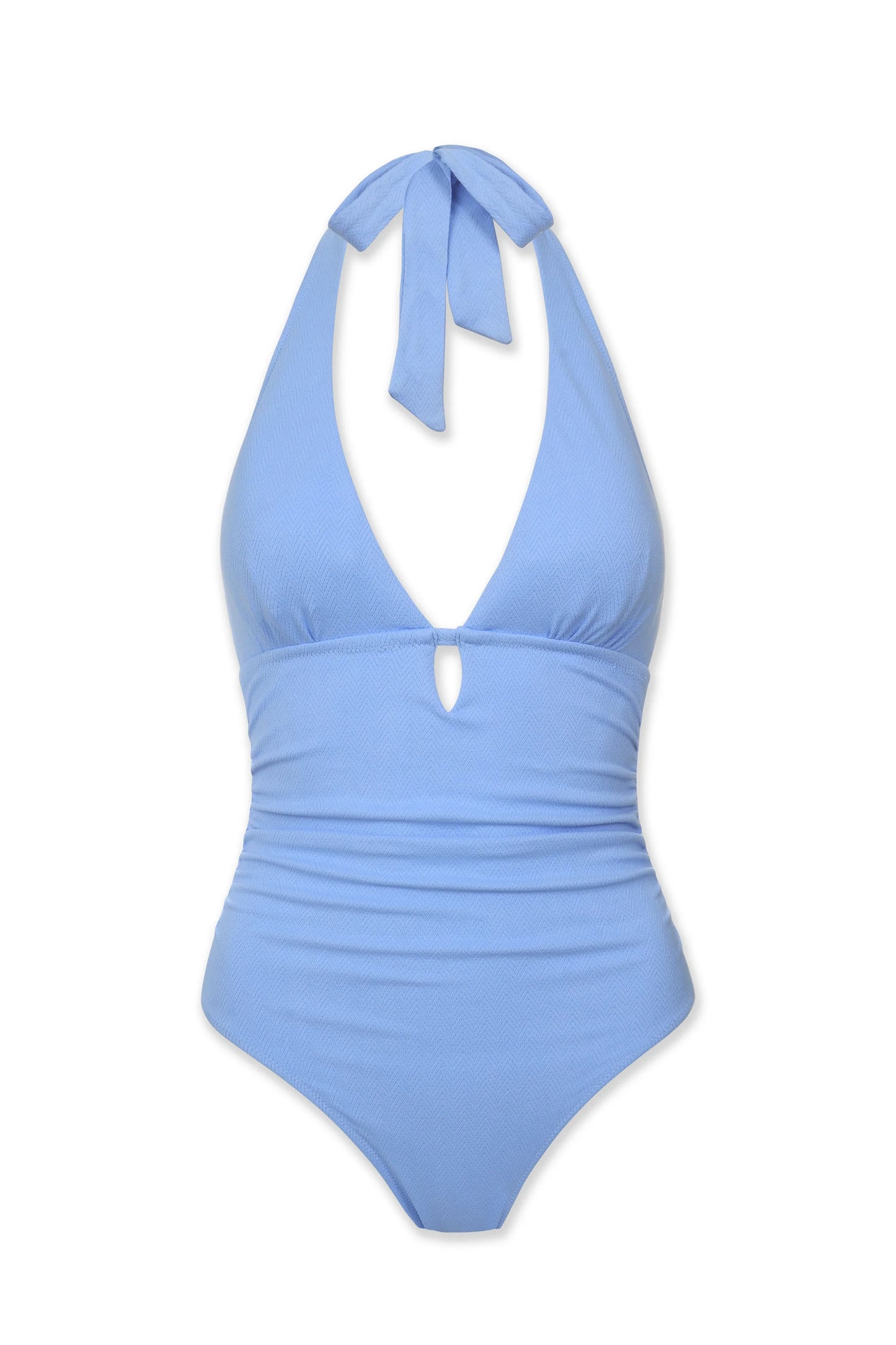 Kara Key Hole One-Piece | Chevron Textured Peri Blue
