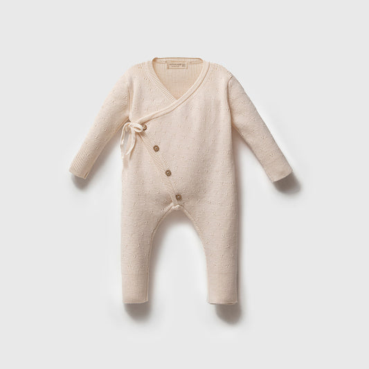 Knit Breathable Organic Kimono-Cream