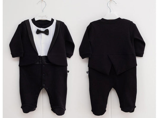 Little Gentleman Tuxedo Baby Romper