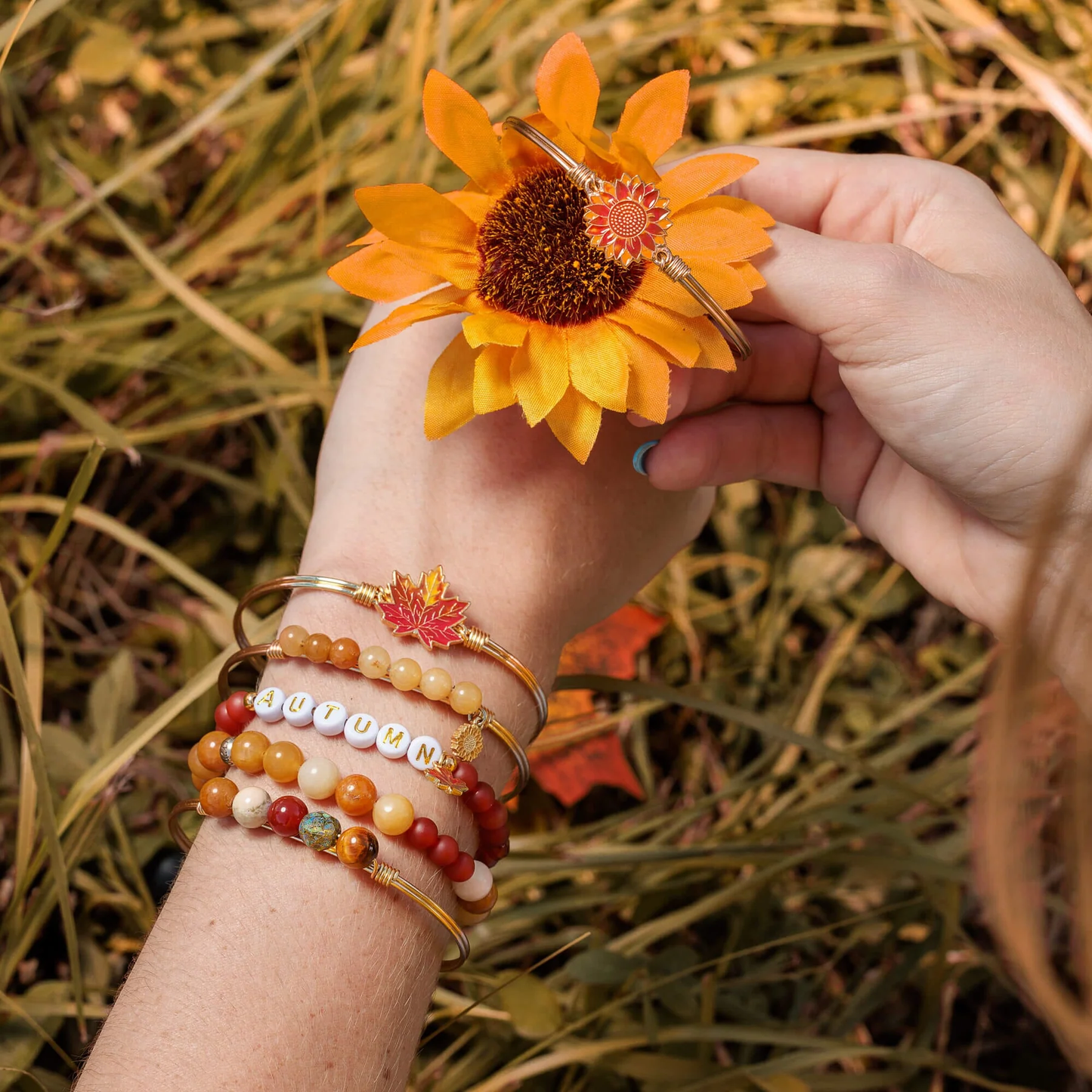 Autumn Daze Beaded Bangle Bracelet