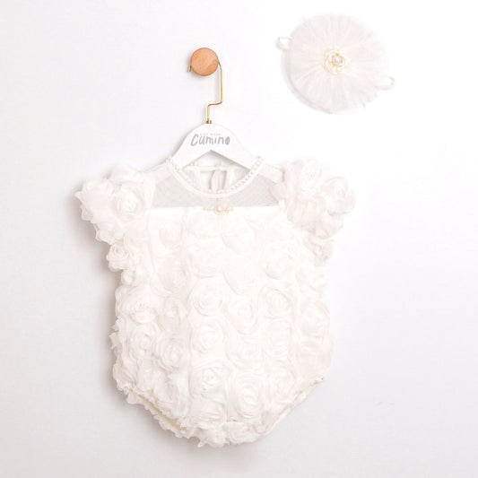 Pearl Rose White Romper