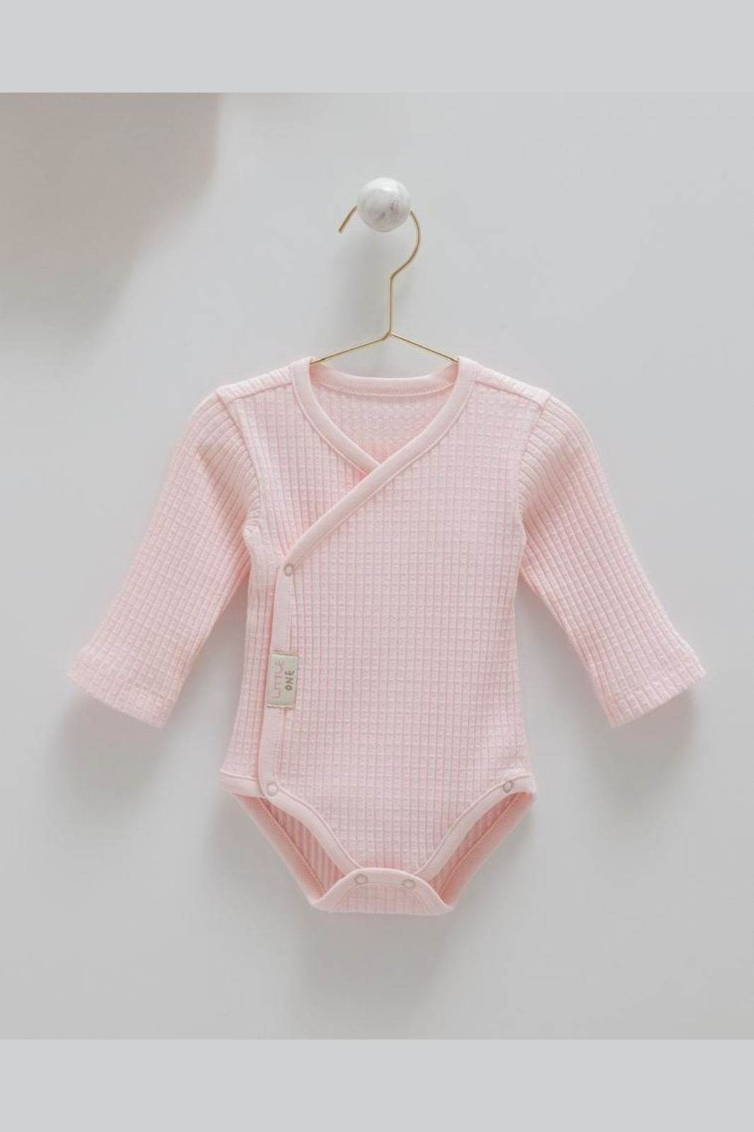 Pink Waffle Knit Wrap Bodysuit