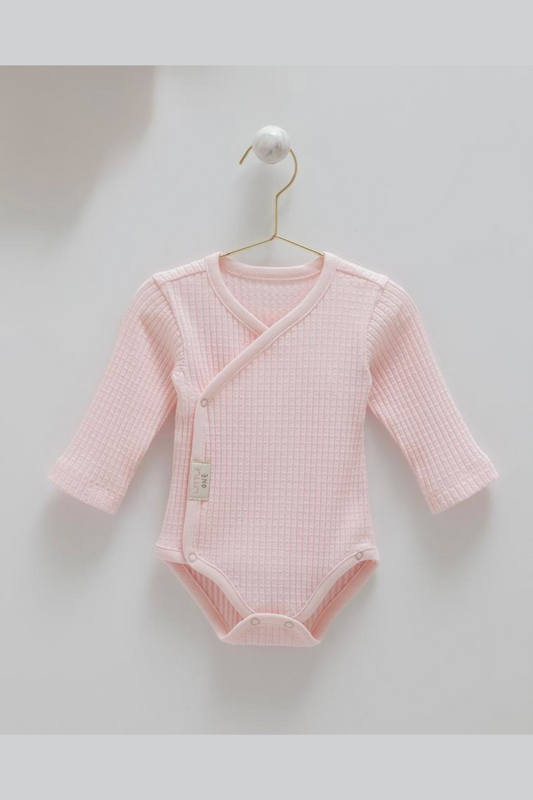 Pink Waffle Knit Wrap Bodysuit