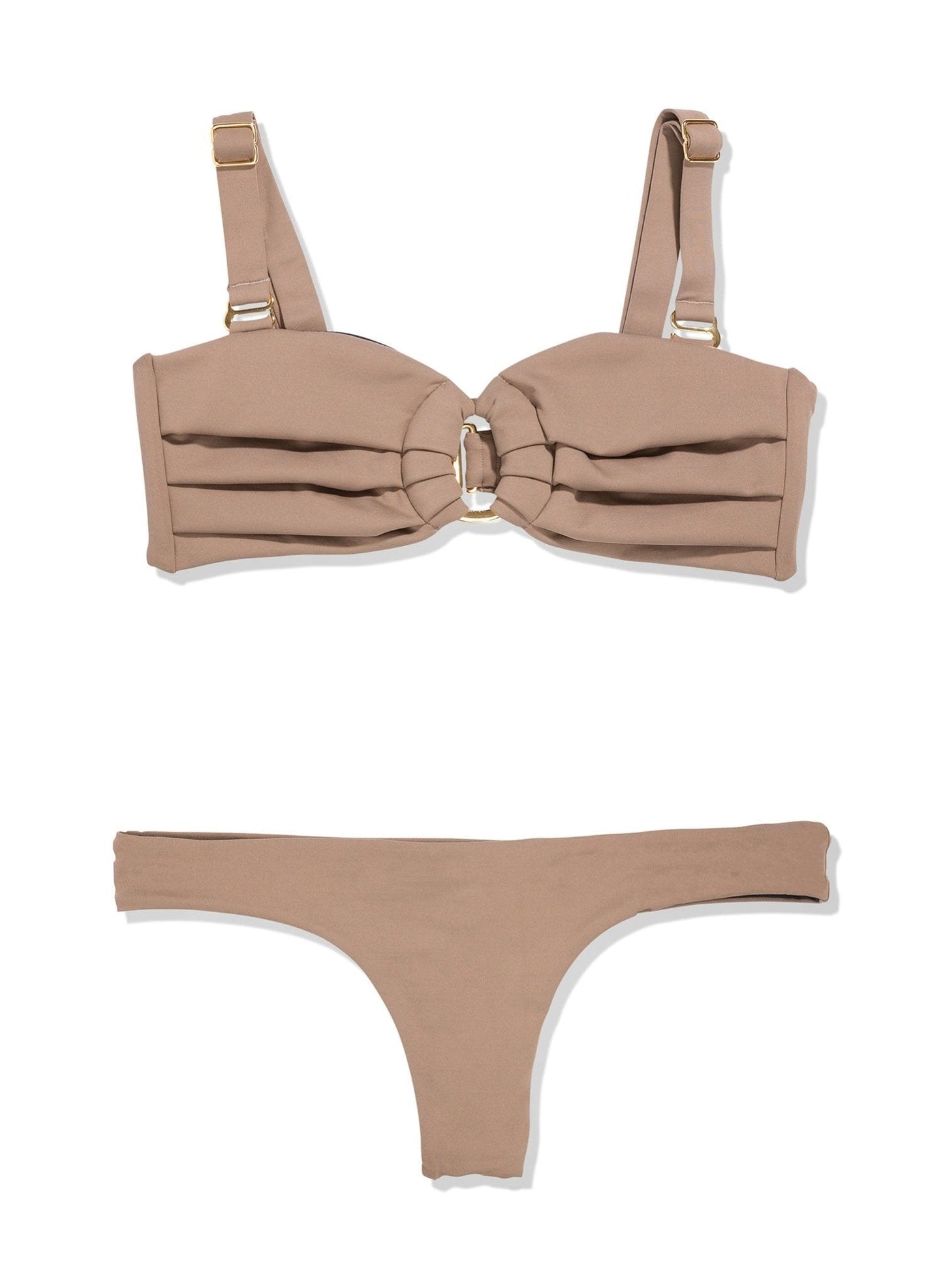 Pleated Convertible Bandeau Bikini Top - Savanna | Sand Castle