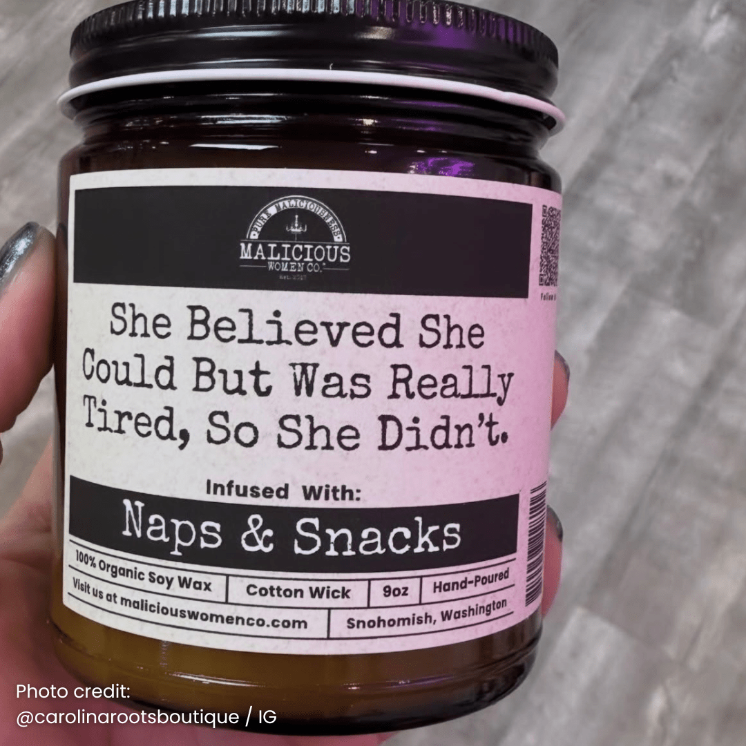 She Believed She Could But Was Really Tired 9oz Funny Candle Malicious Women Co