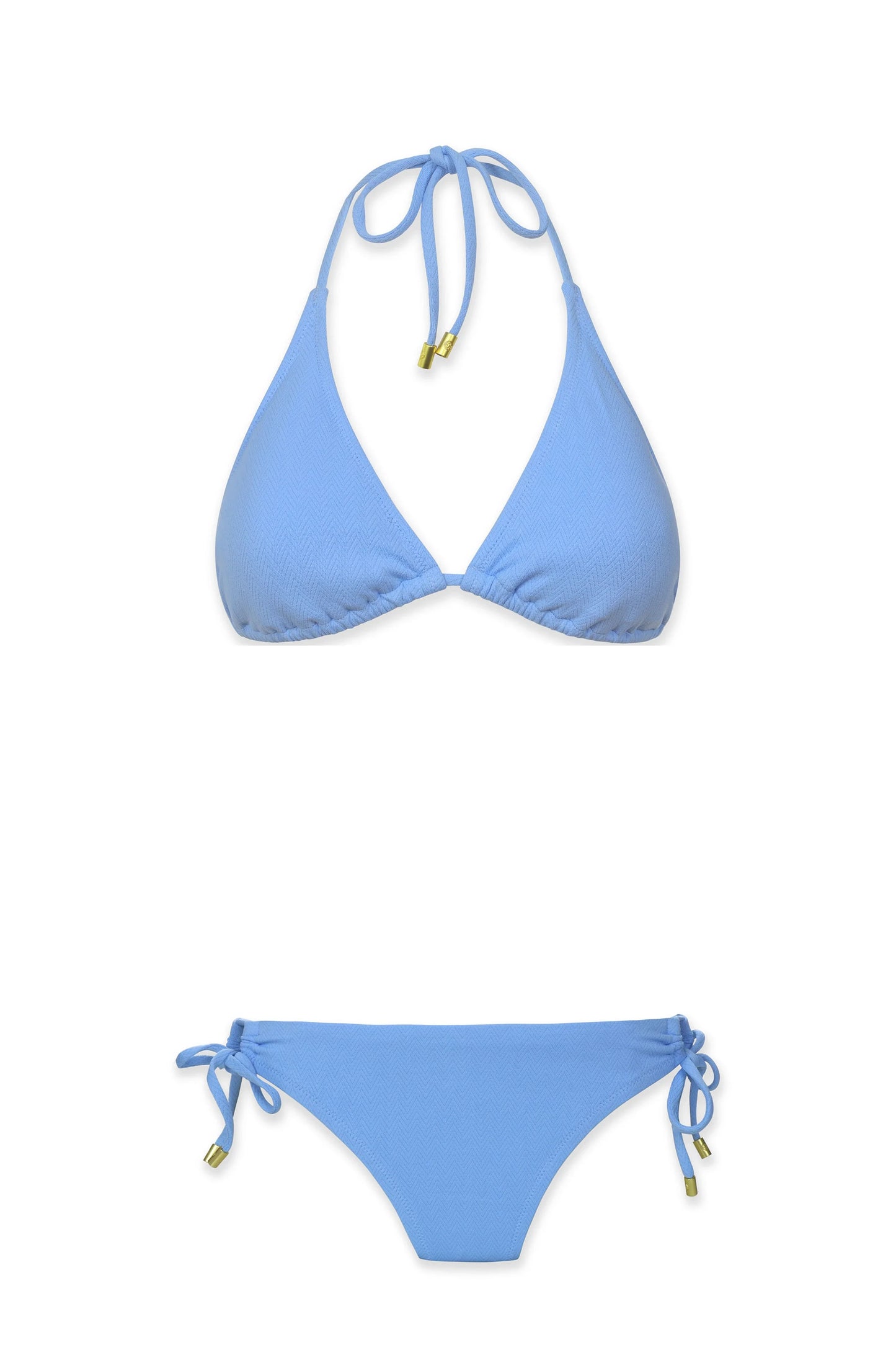 String Bikini Top | Chevron Textured Peri Blue
