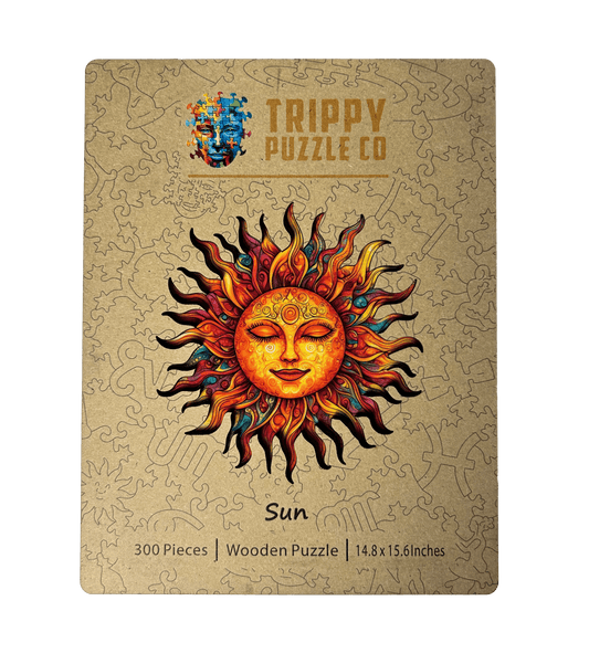 Sun Shaped 300 Piece Wooden Jigsaw Puzzle | Trippy Puzzle Co