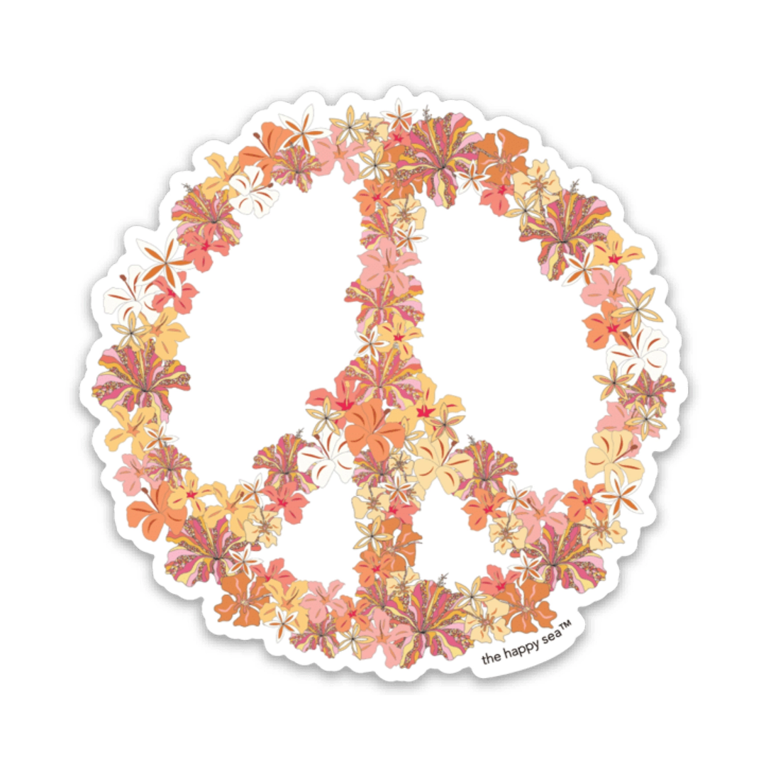 The Happy Sea 3" Peace Hibiscus Vinyl Sticker