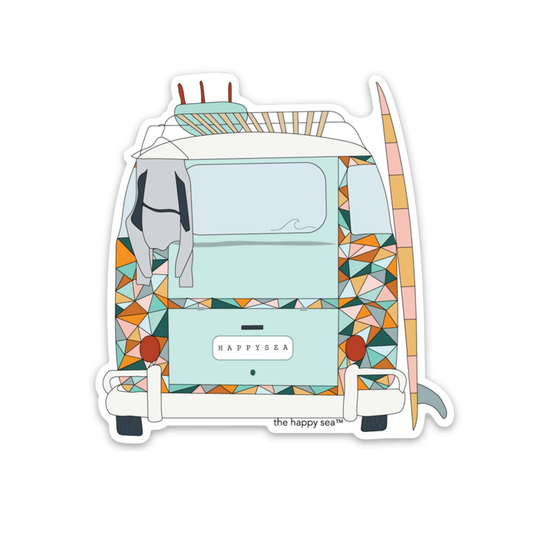The Happy Sea 3" Surf Van Back Vinyl Sticker