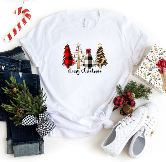 Merry Christmas Trees Crew Neck Tee