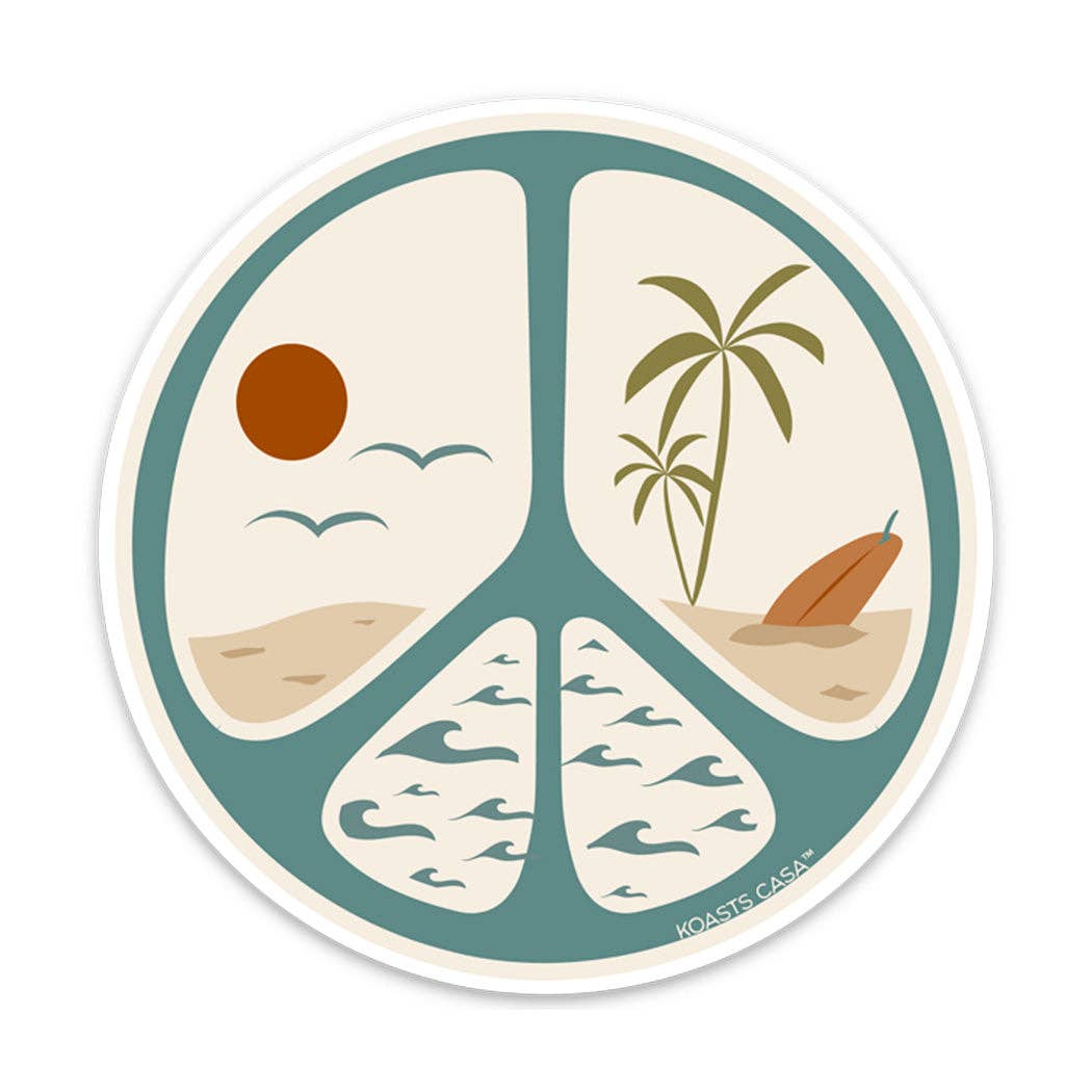 3.5" Beach Peace Sign Sticker