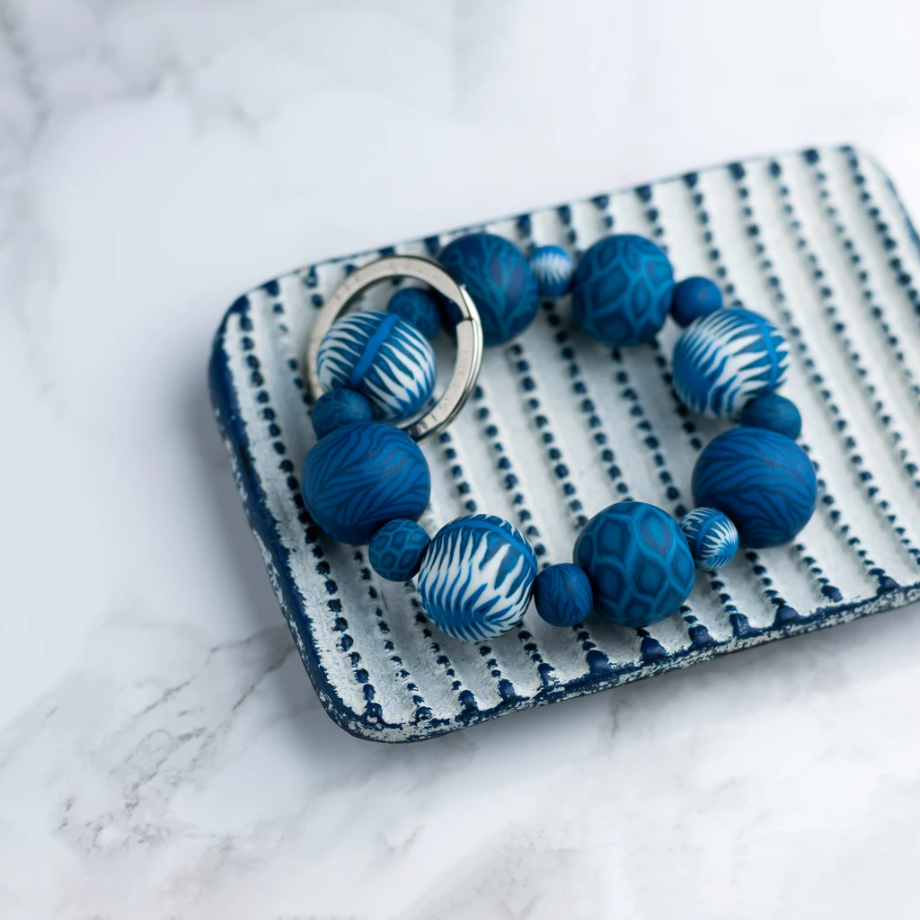 Jilzarah Navajo Blue Wrist Keychain Coral & Calypso