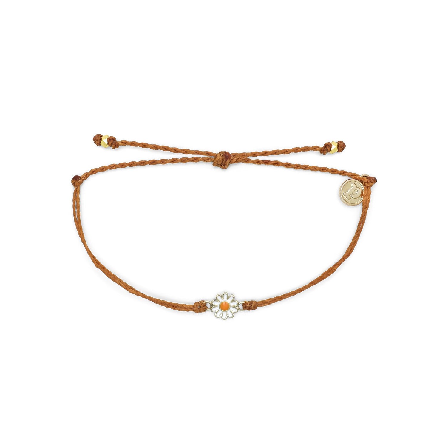Pura Vida Daisy Charm Bracelet, Burnt Orange & Gold Daisy