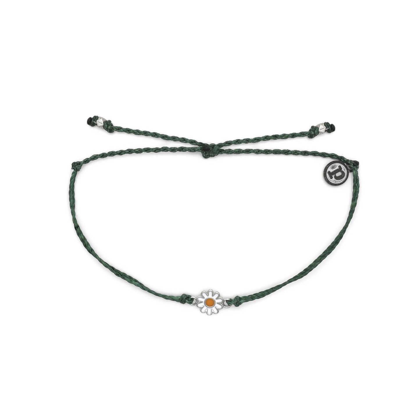 Pura Vida Daisy Charm Bracelet Heather Green & Silver Daisy