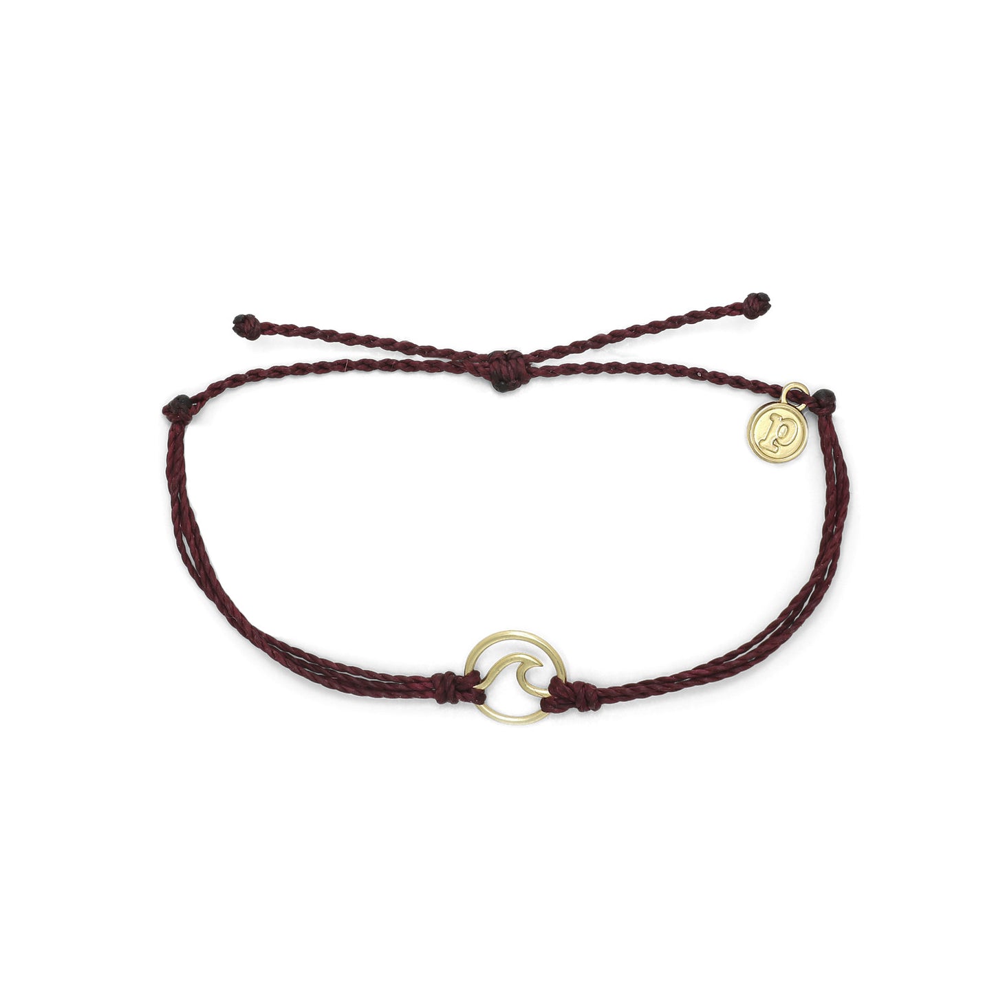 Pura Vida Gold Wave Charm Bracelet (Merlot)