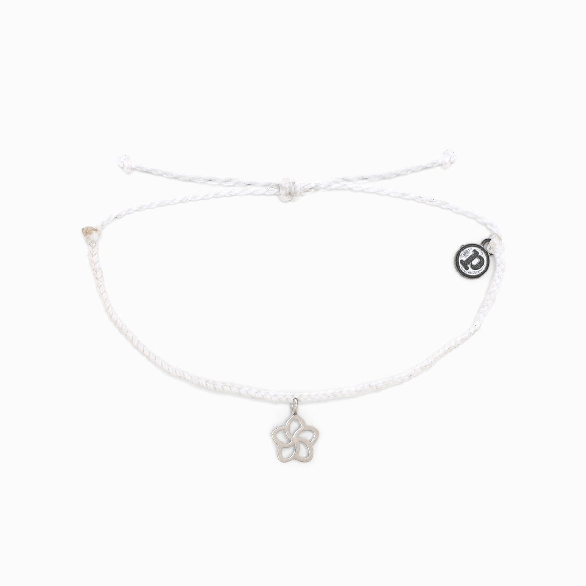 Pura Vida Silver Plumeria Charm Bracelet (White)