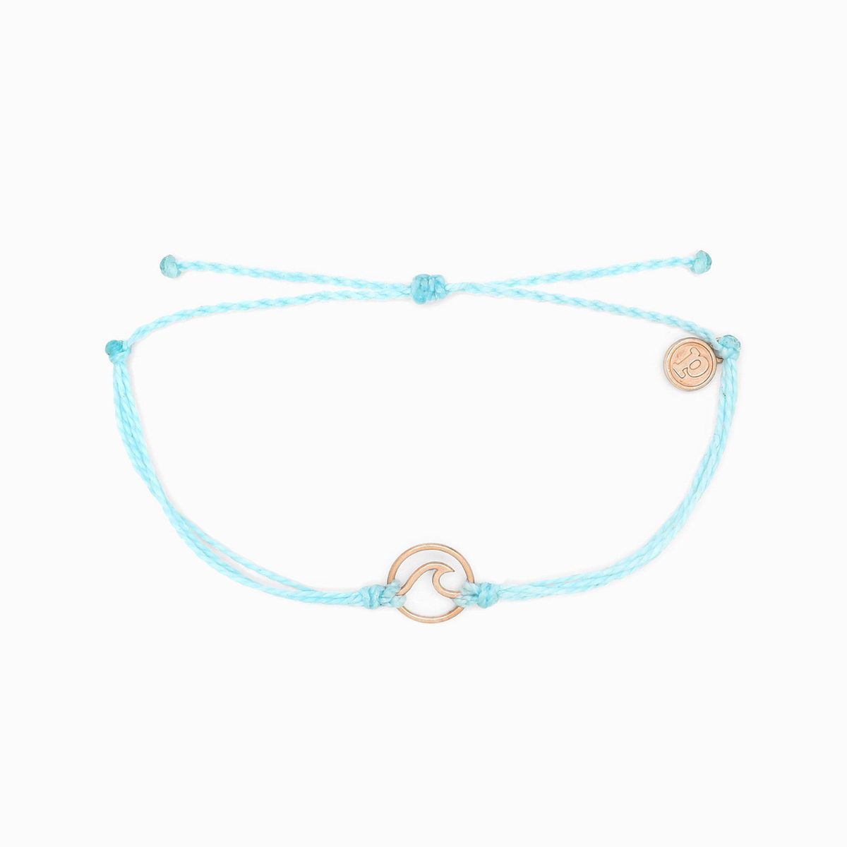 Pura Vida Rose Gold Wave Charm Bracelet (Ice Blue)