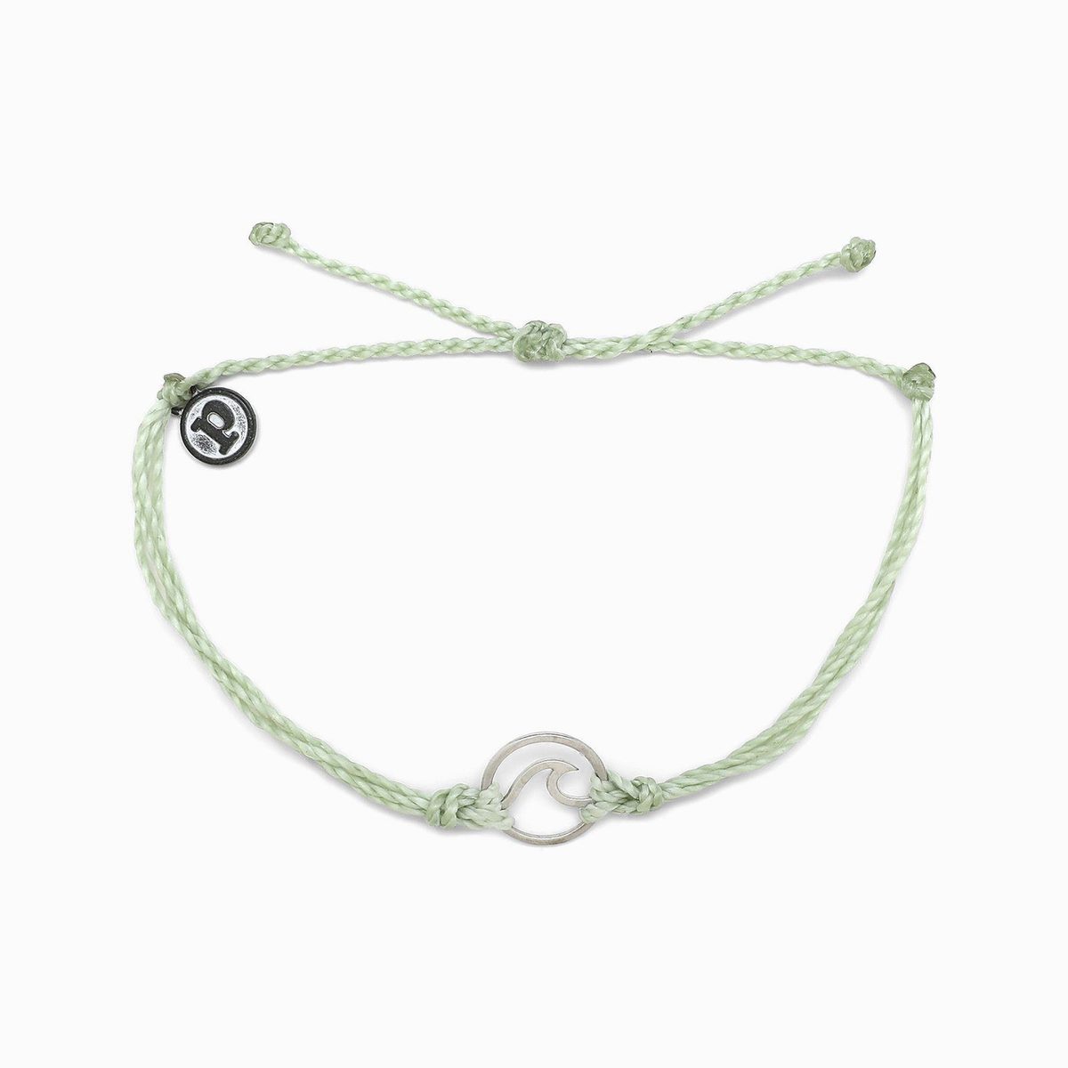 Pura Vida Silver Wave Charm Bracelet (Minty Green)