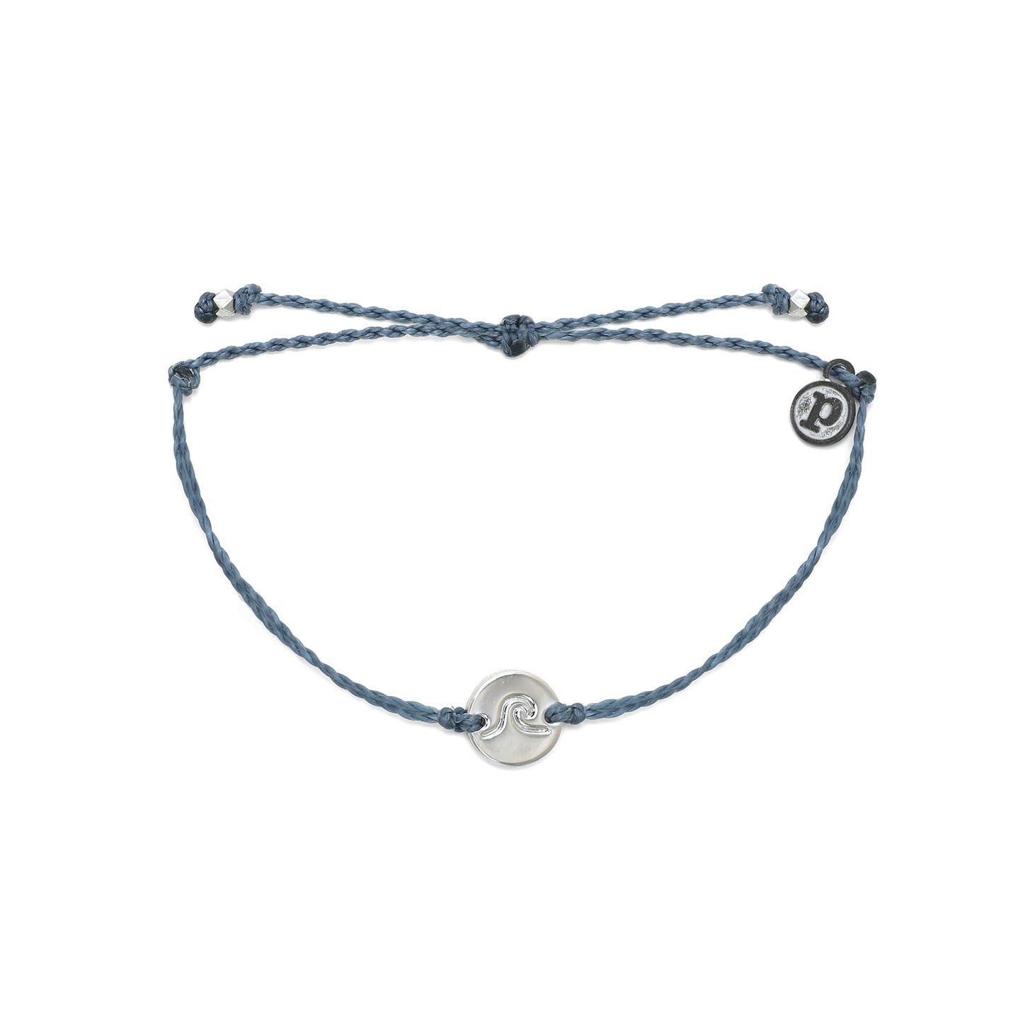 Pura Vida Silver Wave/Surf Coin Charm Bracelet (Dusty Blue)