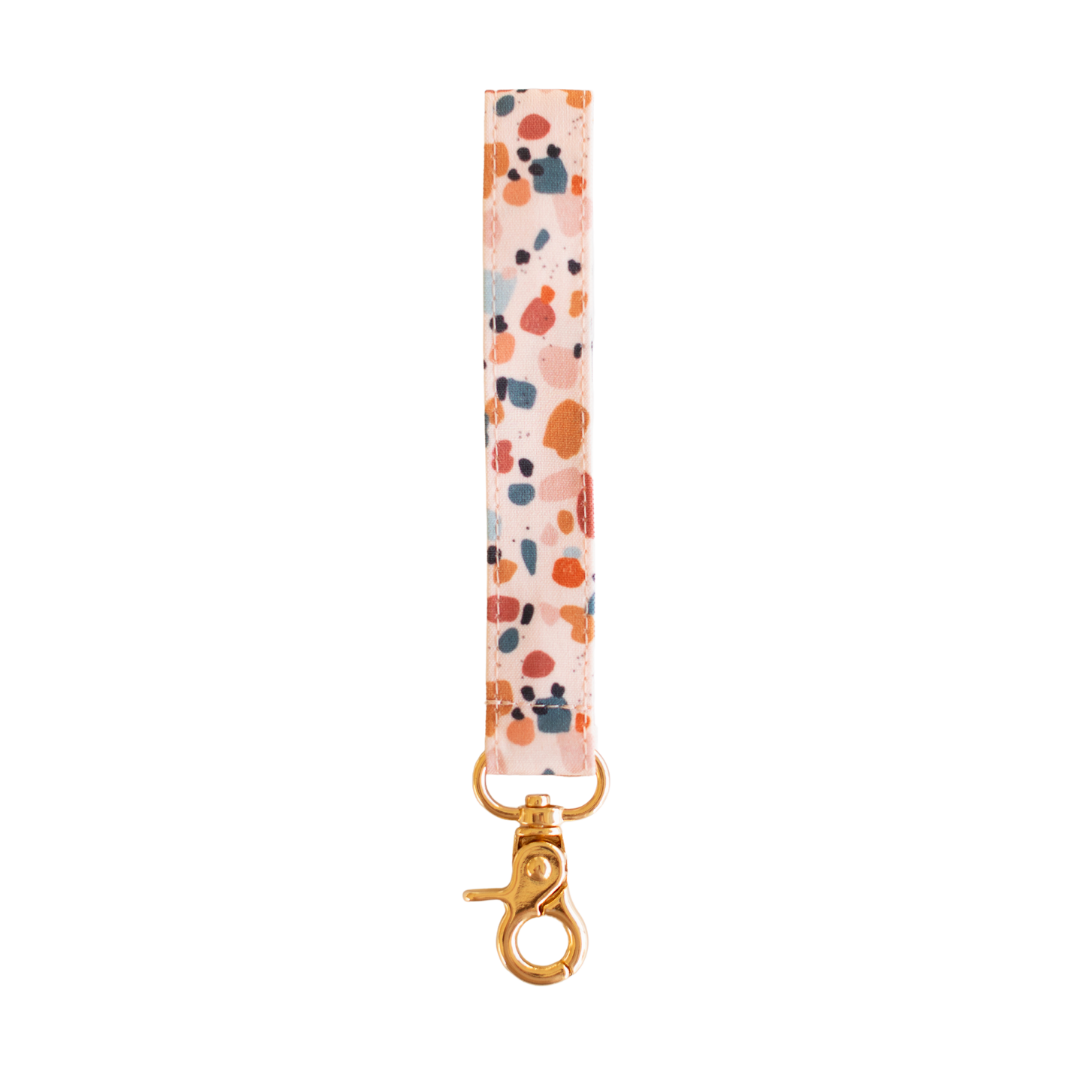 Pink Terrazzo Wristlet Keychain