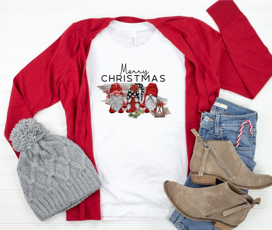 Merry Christmas Gnomes Crew Neck Tee