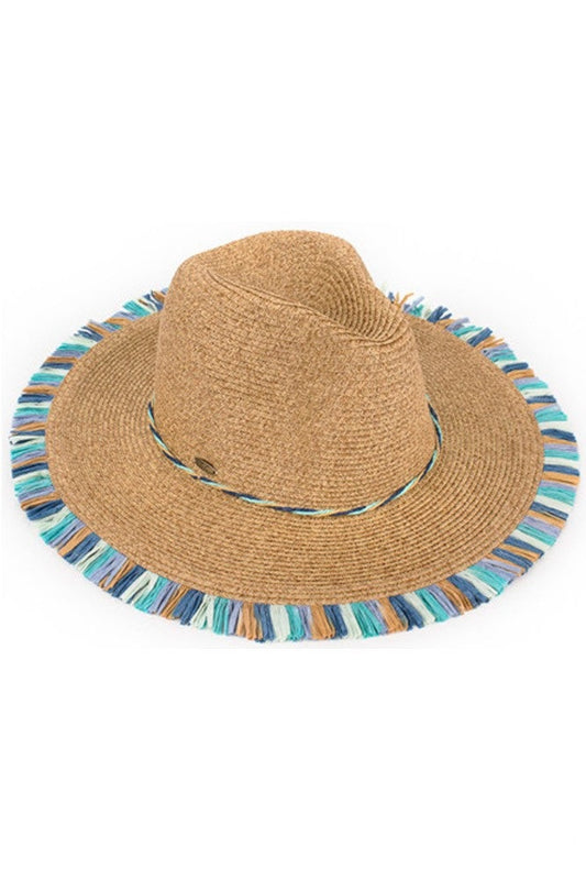 Braided Sun Hat with Paper Raffia Accent (Blue)