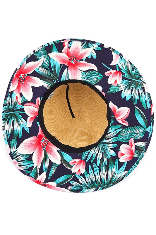 Floral Sun Hat (Navy)