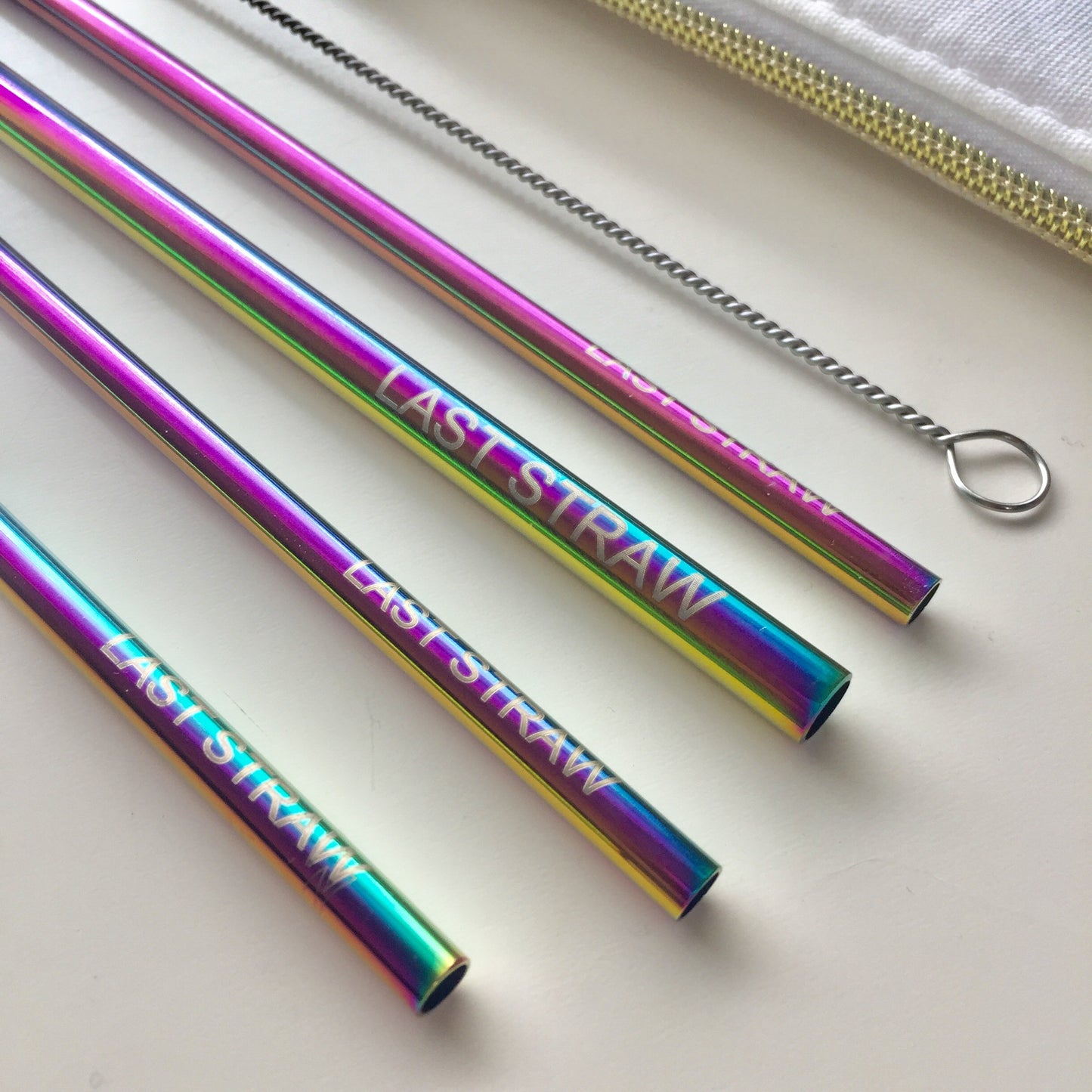 "Beach Please" 6 Piece Straw Sets (Rainbow)