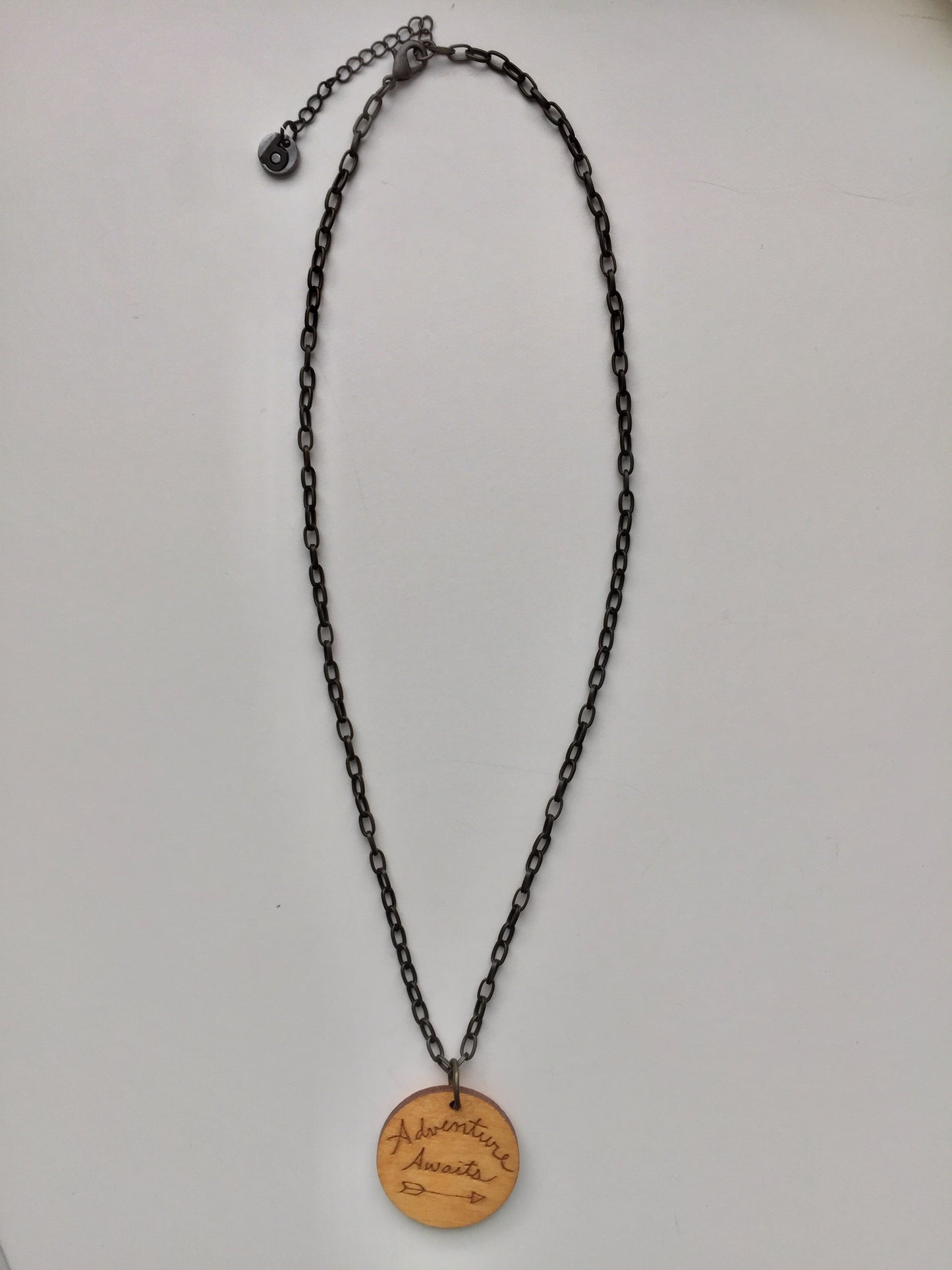 "Adventure Awaits" Wood Necklace