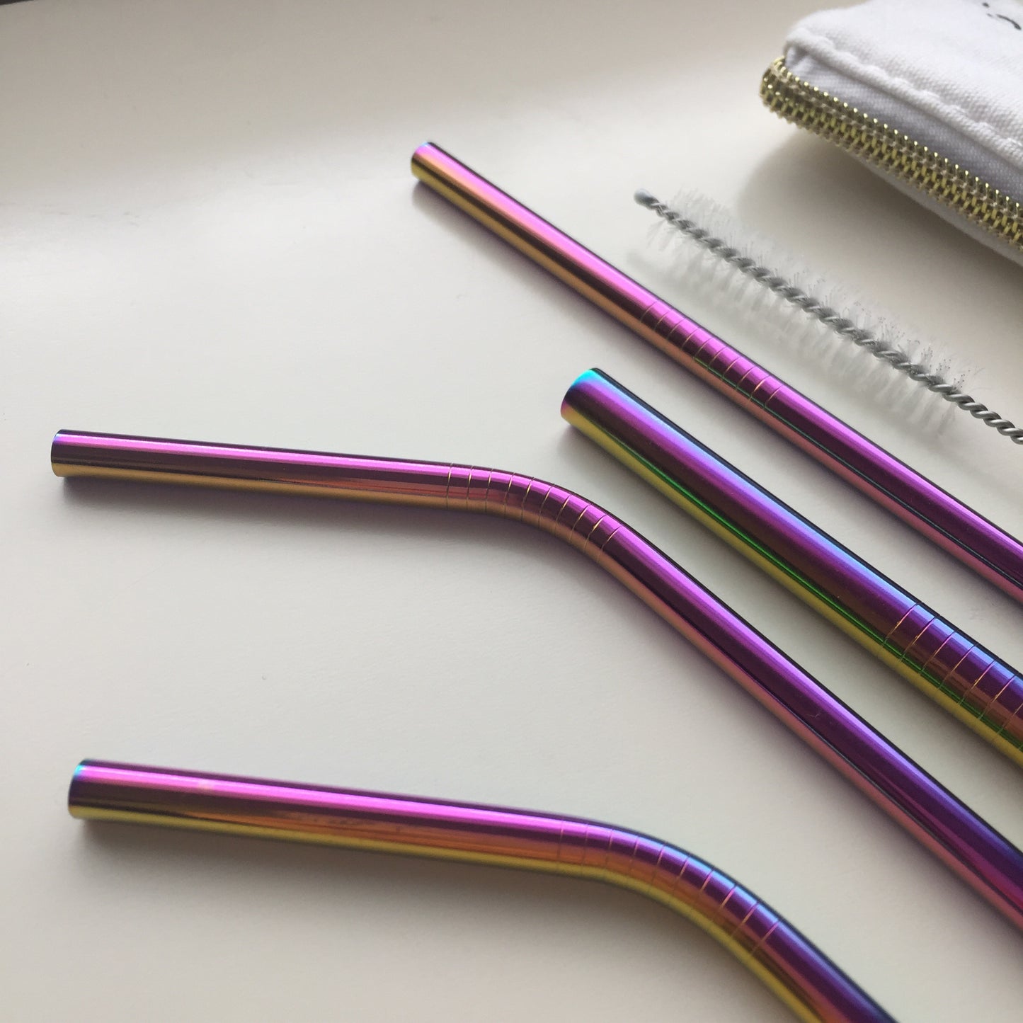 "Beach Please" 6 Piece Straw Sets (Rainbow)