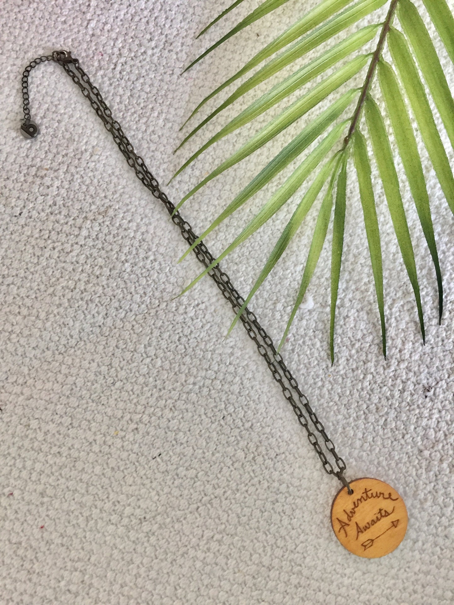 "Adventure Awaits" Wood Necklace