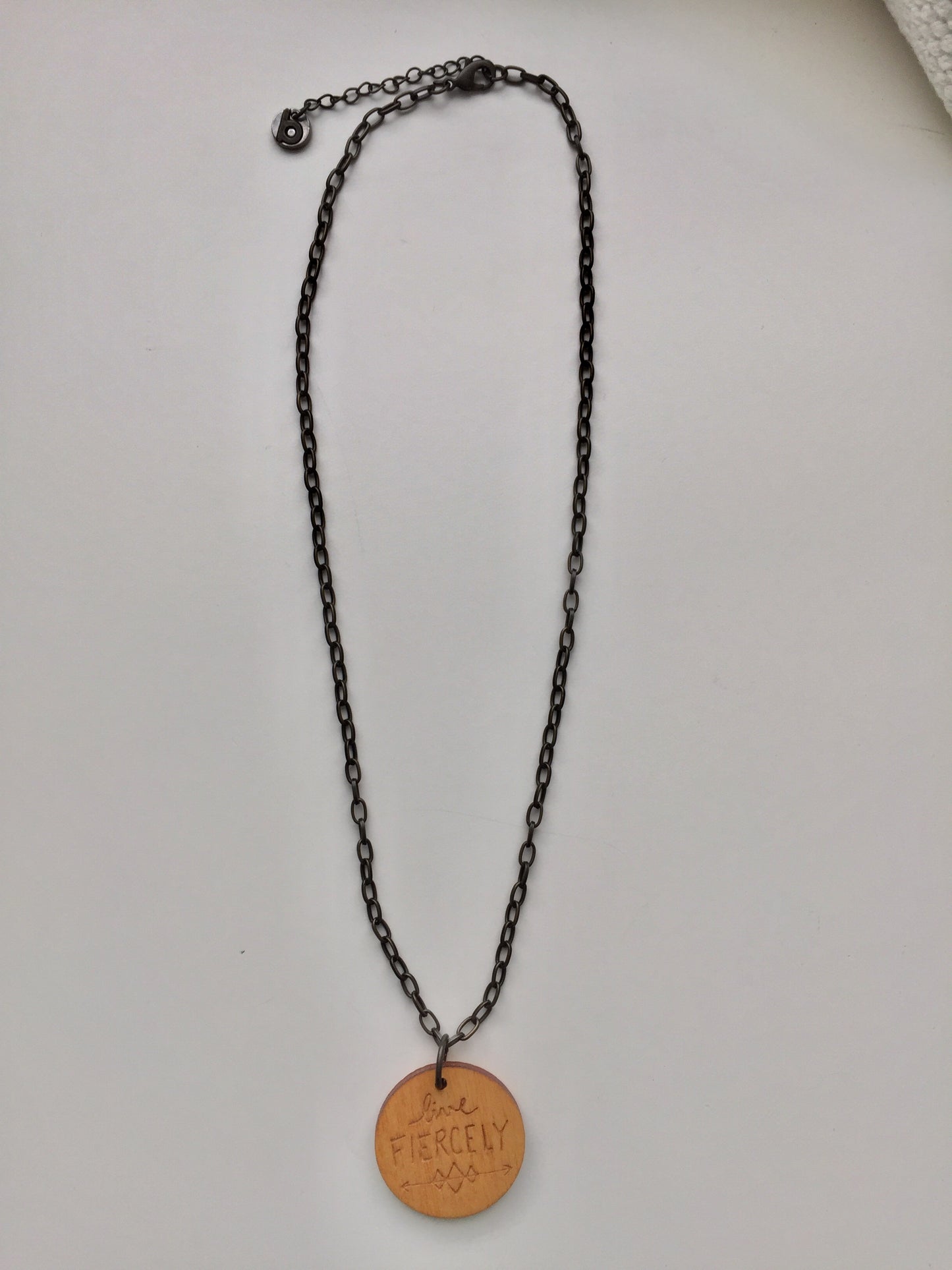 "Live Fiercely" Wood Necklace