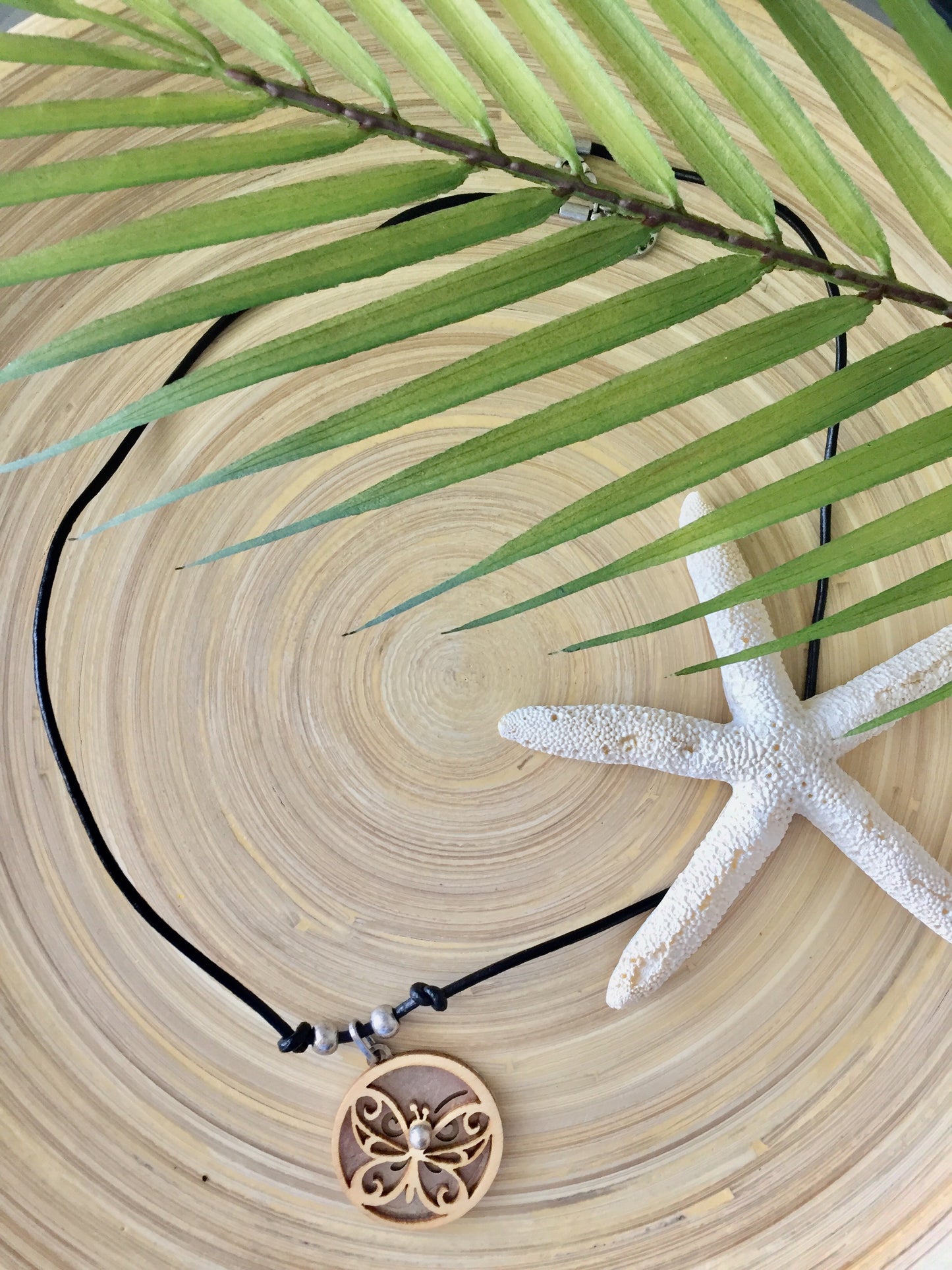 Flourish Butterfly Wood Necklace